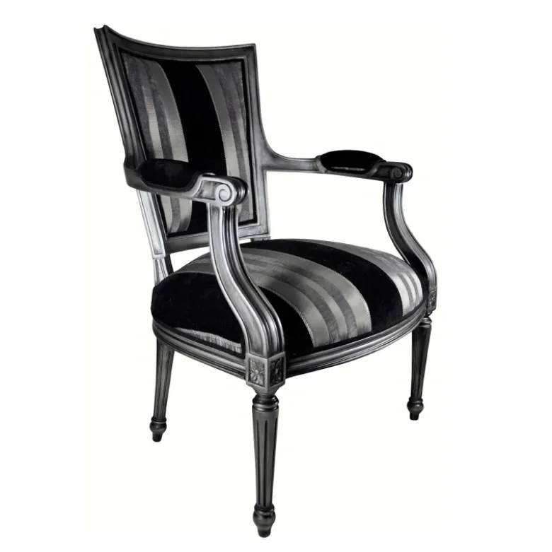 Quentin Fauteuil cabriolet Louis 16 fabrication française en tissu et bois massif