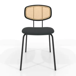 Ritmo Chaise rétro avec dossier en cannage rotin et assise en simili