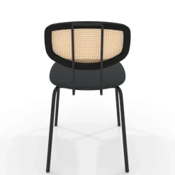 Ritmo Chaise rétro avec dossier en cannage rotin et assise en simili