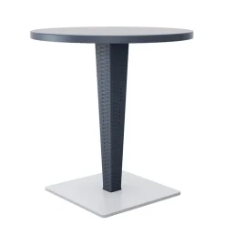 Riva Table de jardin ronde en résine tressée et plateau werzalit