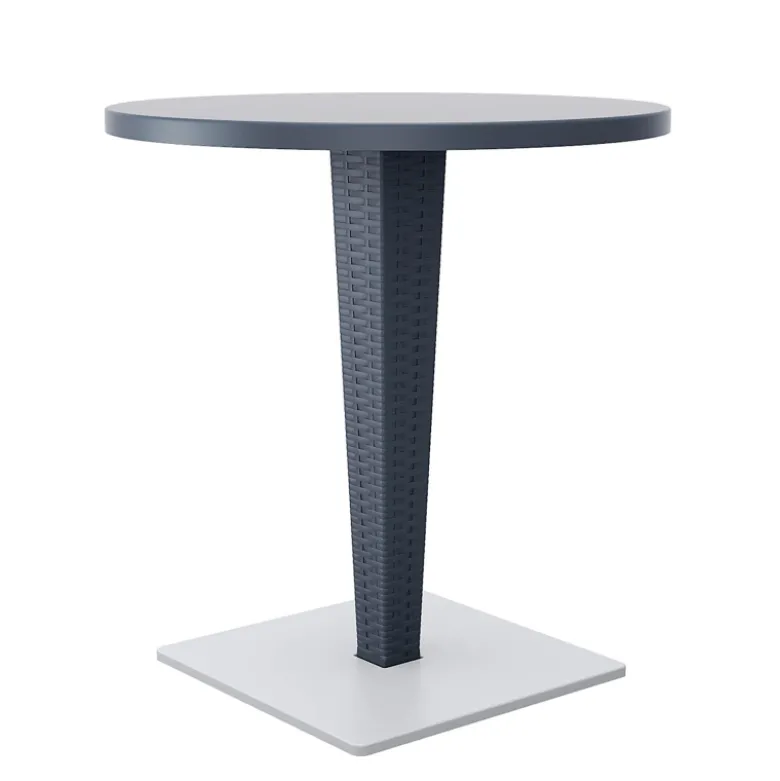 Riva Table de jardin ronde en résine tressée et plateau werzalit