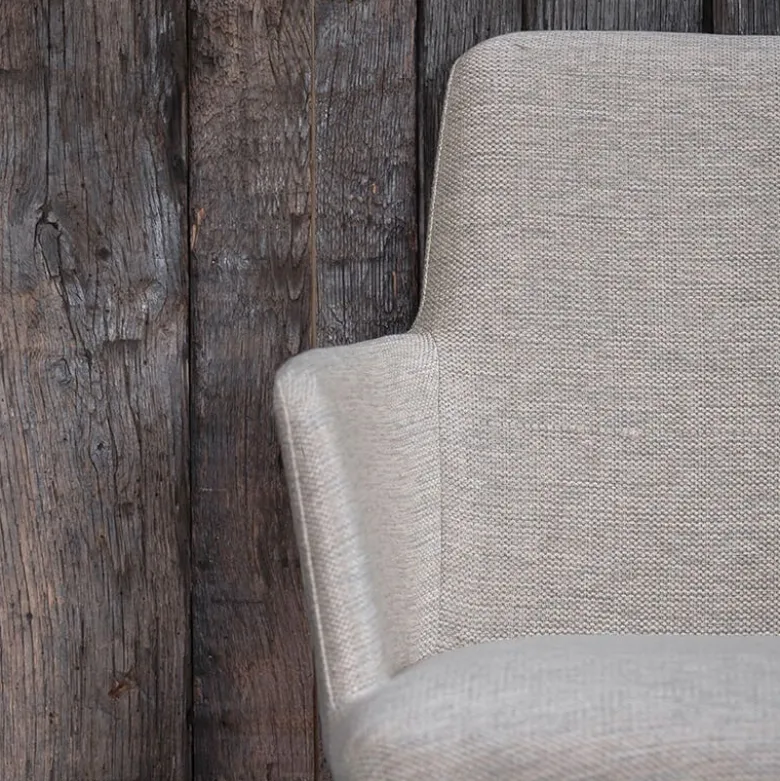 Rob C02 Mobitec® Fauteuil de salle à manger cocooning en tissu et pieds bois
