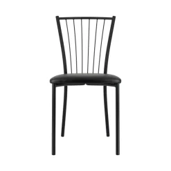 Roxane Chaise de cuisine noire en métal avec assise en simili rembourrée