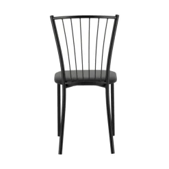 Roxane Chaise de cuisine noire en métal avec assise en simili rembourrée