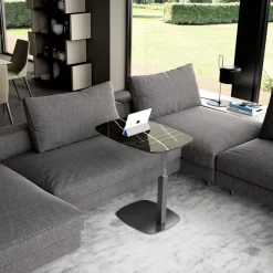Servus Table basse design italien en verre marbré réglable en hauteur