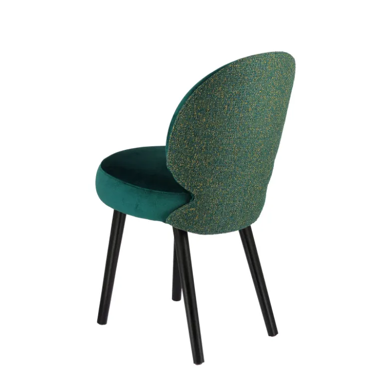 Severus Chaise cosy bicolore en tissu avec pieds bois