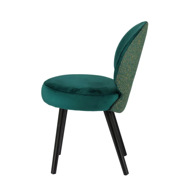 Severus Chaise cosy bicolore en tissu avec pieds bois