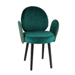 Severus Fauteuil cosy bicolore en tissu et pieds bois