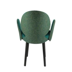 Severus Fauteuil cosy bicolore en tissu et pieds bois