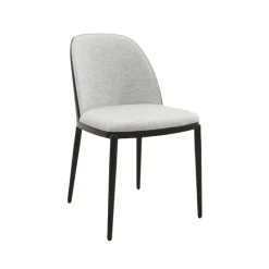 SimoneChaise bimatière en tissu dossier bois avec pieds en métal