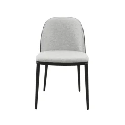 SimoneChaise bimatière en tissu dossier bois avec pieds en métal