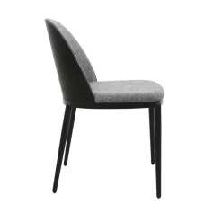 SimoneChaise bimatière en tissu dossier bois avec pieds en métal