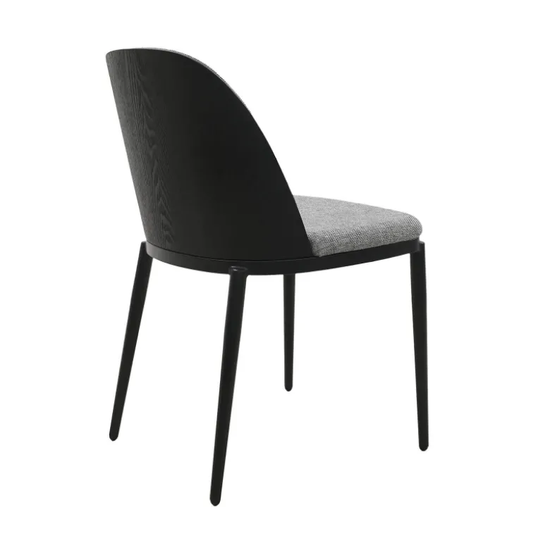 SimoneChaise bimatière en tissu dossier bois avec pieds en métal
