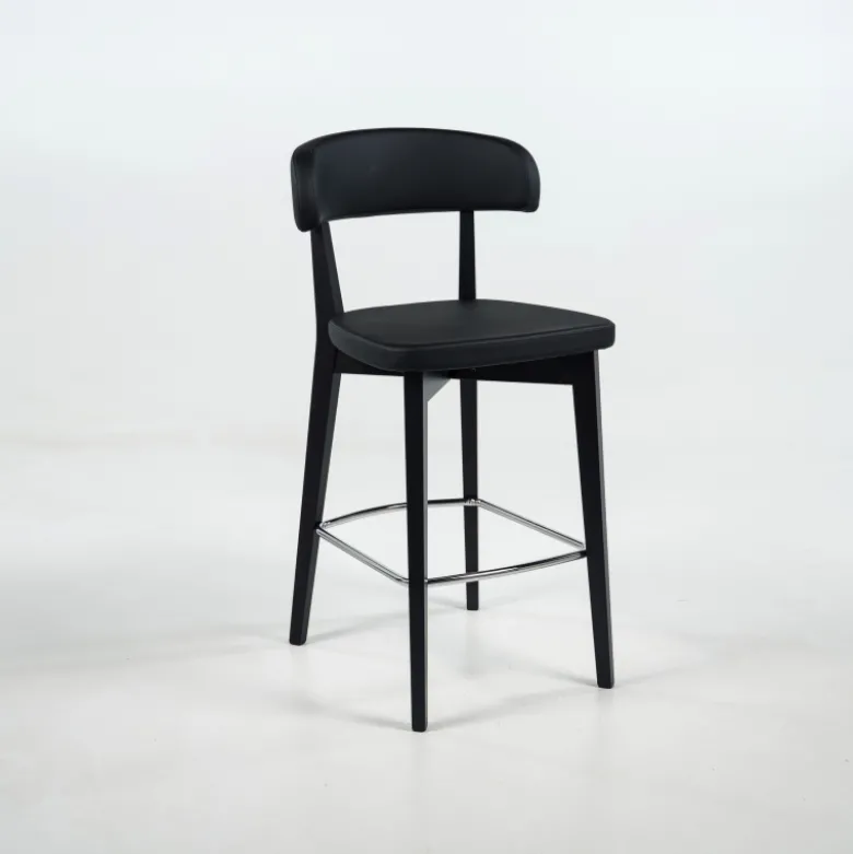 Siren Tabouret snack en bois massif avec assise et dossier rembourrés