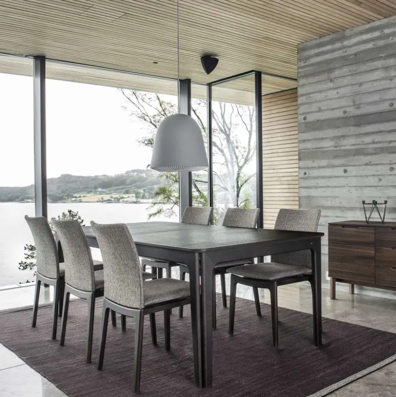 SM26/27 Table de salle à manger scandinave en placage bois avec allonges