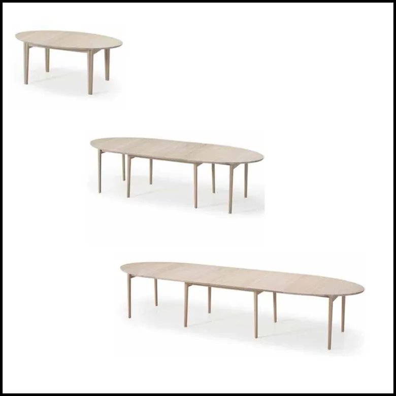 SM78 Table de salle à manger ovale scandinave en bois avec allonges