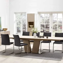 SM39 Table en bois moderne extensible avec pied central