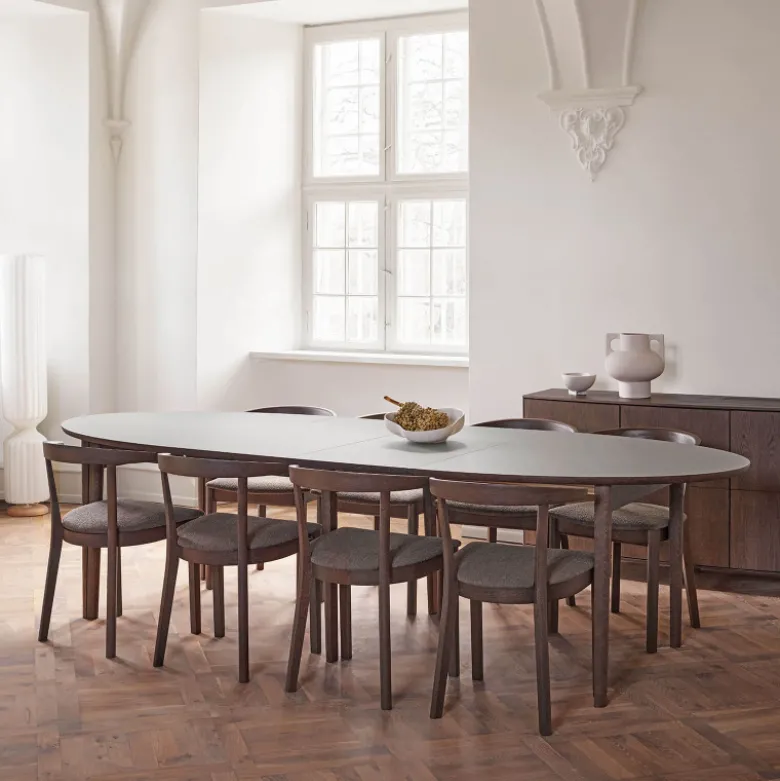 SM78 Table ovale extensible en Fenix et pieds en bois