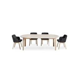 SM112 Table ronde en bois style scandinave extensible