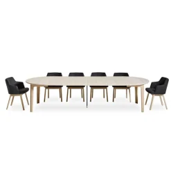 SM112 Table ronde en bois style scandinave extensible