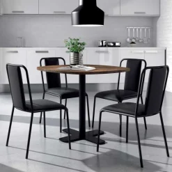 Spinner Table ronde pour cuisine en stratifié avec pied central