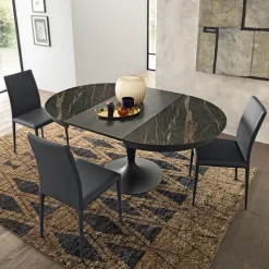 Sun Table ronde en céramique extensible pied tulipe