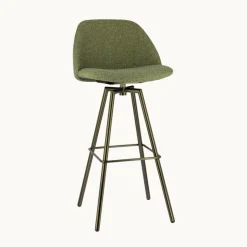 Swiftie Tabouret de bar pivotant en tissu et pieds métal