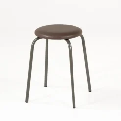 TabRond Tabouret bas empilable en métal et simili