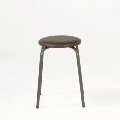 TabRond Tabouret bas empilable en métal et simili