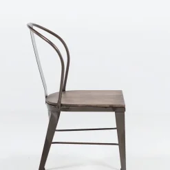 Turia 631 Chaise industrielle vintage en métal avec assise bois