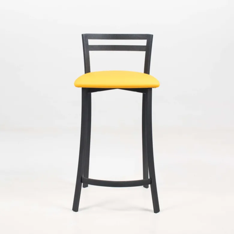Urane Carrier® Tabouret snack avec dossier bas en synthétique et métal made in France