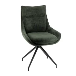 ValentineChaise pivotante en tissu avec poignée et pieds en métal