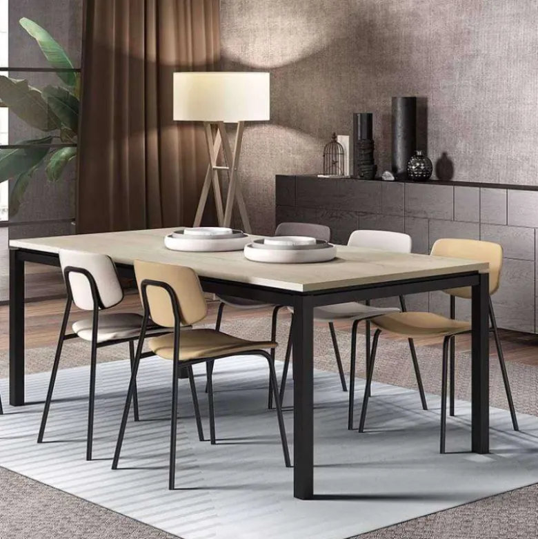Vicenza Table de salle à manger en stratifié et pieds en métal