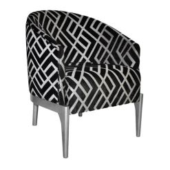 Victor Fauteuil tonneau Art déco en tissu et bois de hêtre
