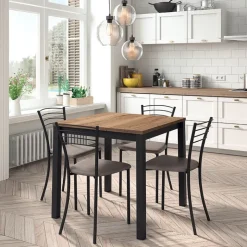 Vienna Table de cuisine carrée extensible pieds en métal