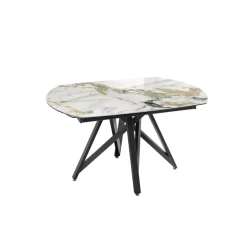 WarholTable moderne en céramique extensible avec pied central design en métal noir