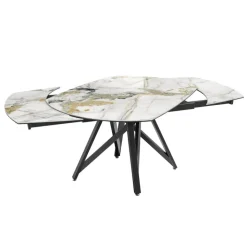 WarholTable moderne en céramique extensible avec pied central design en métal noir