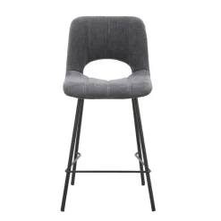 WilliamTabouret cosy en tissu avec pieds en métal noir