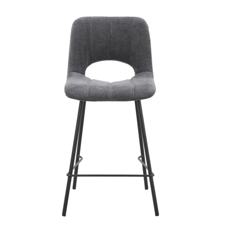 WilliamTabouret cosy en tissu avec pieds en métal noir