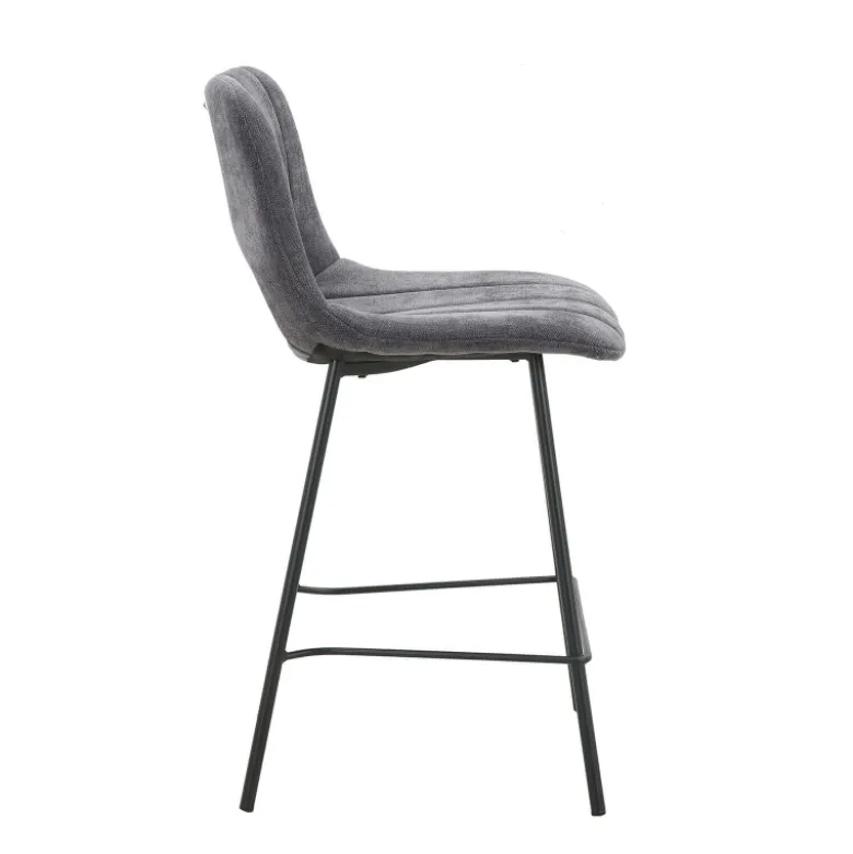 WilliamTabouret cosy en tissu avec pieds en métal noir