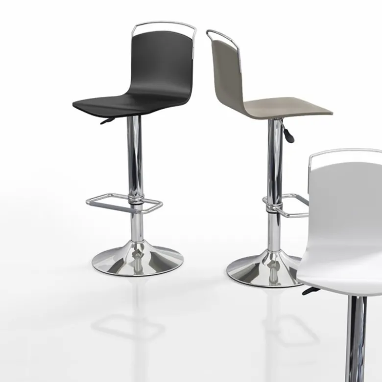 Win Tabouret design réglable et pivotant métal chromé et bois