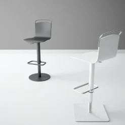 Win Tabouret design réglable et pivotant métal chromé et bois