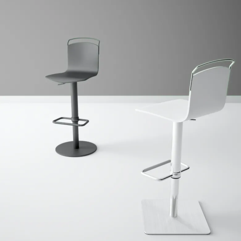 Win Tabouret design réglable et pivotant métal chromé et bois