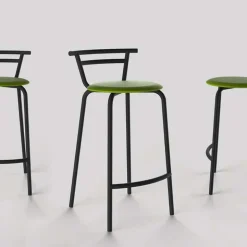 Xélus Carrier® Tabouret snack fabriqué en France assise ronde rembourrée et structure métal