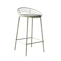 Yaël Carrier® Tabouret haut français rembourré en métal et simili