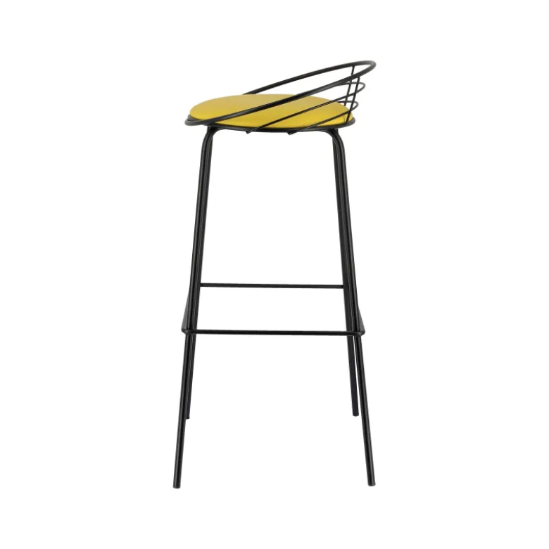 Yaël Carrier® Tabouret haut français rembourré en métal et simili