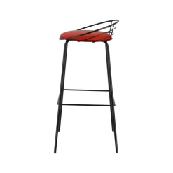 Yaël Carrier® Tabouret haut français rembourré en métal et simili