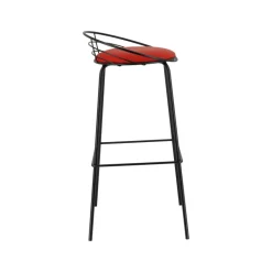 Yaël Carrier® Tabouret haut français rembourré en métal et simili