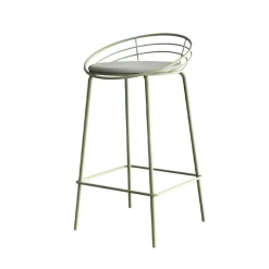Yaël Carrier® Tabouret haut français rembourré en métal et simili