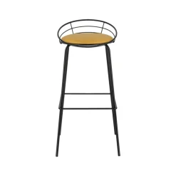 Yaël Carrier® Tabouret haut français rembourré en métal et simili